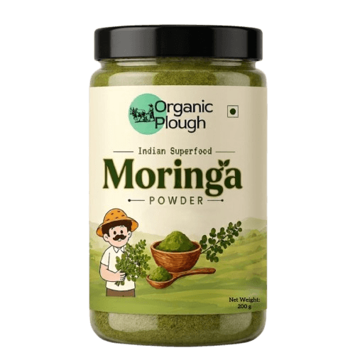 Premium quality 100% organic Moringa leaf powder. Rich in vitamins, minerals, and antioxidants. Cultivated naturally and hygienically packed. Certified vegetarian and halal food."